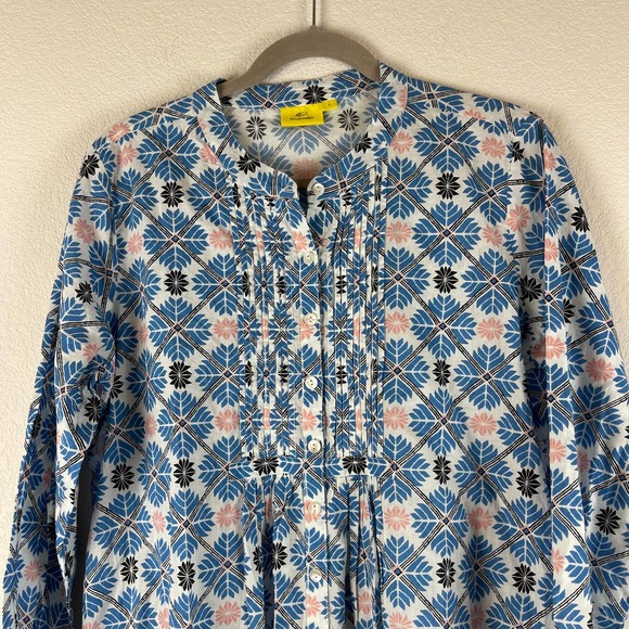 ROLLER RABBIT Blue Printed Button Down 3/4 Sleeve Dress Size L - Picture 2 of 12